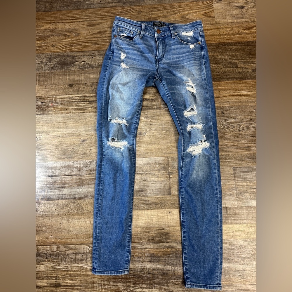 Abercrombie Harper Super Skinny Jeans 26 2 Long Distressed Stretch Denim